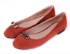 new style PU suede orange flat wommen dress shoes with metal bowtie