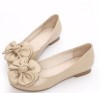 Good Quality Beige Color women flat dress shoes with big flower