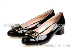 Patent leather black fahsion flat women dress shoes with sequin