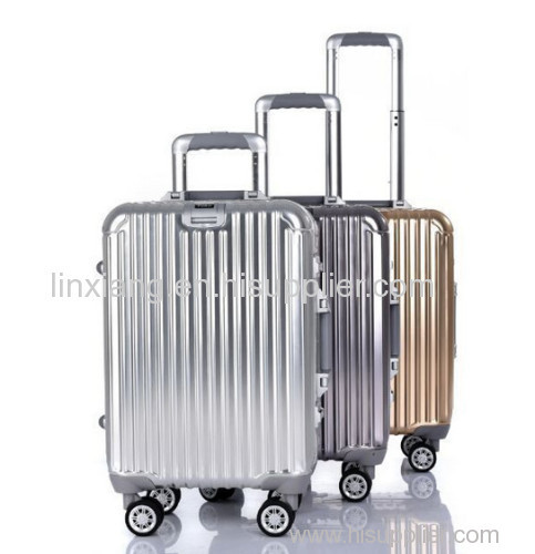 New products Aluminum luggage case &travel case gray gold sliver color luggages 4 wheels trolley luggages