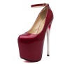 wine red gradient heel ankle strap high heel women sandals