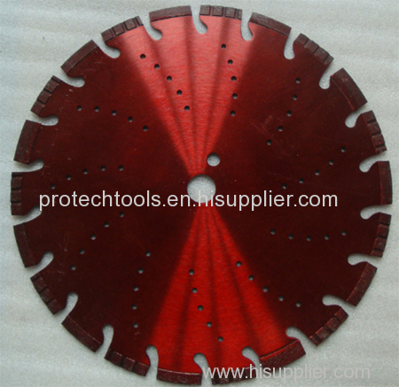 Laser welded turbo segmented diamond blade with slant slot and cooling hole