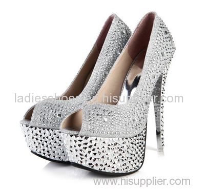latest shining glitting ladies platform peep toe high heel women dress sandals