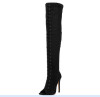 Ladies thigh heel lace up boots