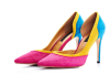 Colorful suede high heel shoes