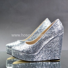 Ladies round toe wedge heel shoes