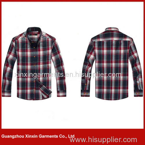 Mens organic custom cotton plaid slim fit business shirt