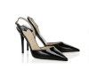 black color ankle strap buckle high heel ladies sandals