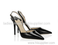 black color ankle strap buckle high heel ladies sandals