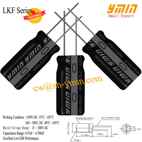 LKF Series 105C 7000 ~ 10000 Hours Capacitors Radial Aluminium Electrolytic Capacitors for General Purpose RoHS