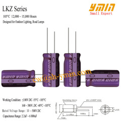LKZSeries 105C 12000 ~ 15000 Hours Capacitors Radial Aluminium Electrolytic Capacitors for LED Street Light RoHS