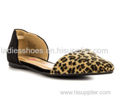 leopard print two pieces pointed toe women flat dress shoe