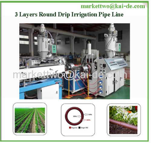 3 Layers Round Drip Irrigation Pipe Production Line using recycled raw materials 