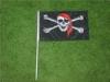 Hand Held Custom Advertising Flag Banners With Solid Black Plastic Pole