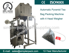 Automatic Pyramid Nylon Tea Bag Packing Machine with Thread and Tag(Improved)