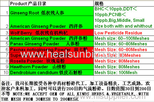 Panax Ginseng Powder no pesticide residue Low pesticide Residue Ginseng Organic Ginseng