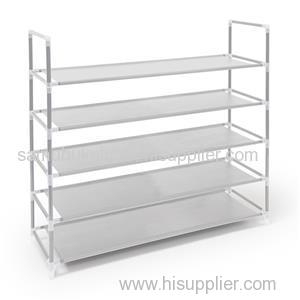 Kids White Tiered Steel Shoe Rack