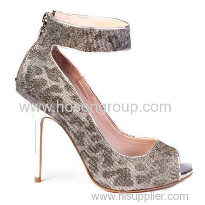 Good quality women fashion peep toe ankle dress shoes with zipper