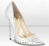 White color cut out stiletto heel dress pumps
