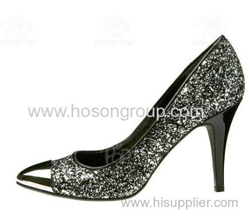 Ladies pull on fashion dress shoes with shining paillettes