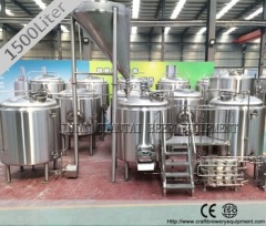 1500 L steam heating craft stainless steel micro brew equipment