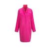 Bright Pink Cocoon Silhouette Snap Button Fastening Front Slant Inserted Pockets Knee Length Wool Blend Coat