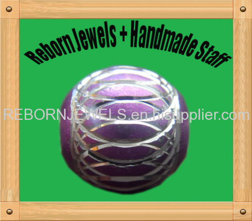 Purple painted aluminium large hole sparkle beads for european style and all DIY jewelry making