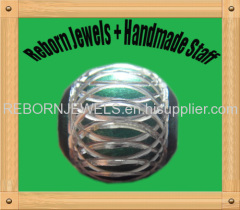 Green painted aluminium large hole sparkle beads for european style and any other DIY jewelry making
