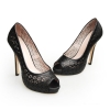 Customized design black women high heel dress shoes