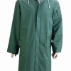 YJ-6002 Hooded Green PVC Polyester Long Raincoat For Men