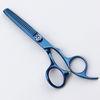 Customized Blue Hair Cutting Thinning Shears 5.5 Inch Convex Edge Blade