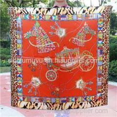 Free Sample Scarf 90*90cm Silk Satin Square Scarf Factory Customize Designer Horse Carriage