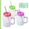 TT-2014021 24OZ Square Clear AS Double Wall Marson Jar With Handle And Lid Easy Drinking Tumbler