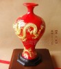 Porcelain Vase With Dragon lacquer thread sculpture .