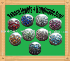 9pcs in 1 set color rhinestones heart large hole beads for european style n all diy jewelry making