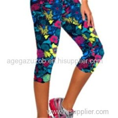 Printed Flower Fitness Capri Leggings