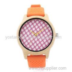 Silicone Strap Canvas Dial Wood Watch