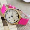 Colorful Leather Strap Custom Logo Ladies Wooden Watch