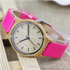Colorful Leather Strap Custom Logo Ladies Wooden Watch