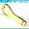 TD082 Metal Golden Color Keyshape Bottle Opener USB Flash Drive Carry Case