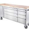 Rubber Wood Top 72 Inch 15 Drawer Stainless Steel Tool Chest for Sale