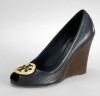 PU leather peep toe wedge heel ladies shoes