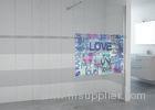 10mm Fabric Glass Walk In Shower Cubicles Aluminum Frame Open Type Love Painting