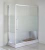 Frosted Glass Shower Enclosure Bamboo Footboad Rectangular Shower Stalls