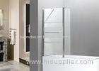 Bathtub Frosted Glass Shower Screen Three Stripes Pattern Chrome Towel Rack