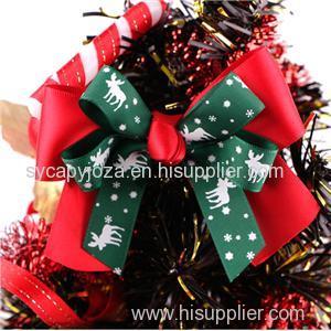 Double Christmas Printed Ribbon Bow For Christmas Tree Package