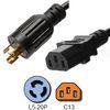 3 Wire IEC 60320 C13 Server Power Cord NEMA L5 20P RoHS Certification