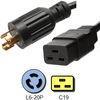 IEC C19 Extension Power Cord NEMA L6 20P 20 Amp 250V 12 / 3 AWG Cable