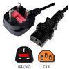 UK BS1363 Moulded Plug with Fuse to IEC C13 Appliance Power Cord 13A 250V