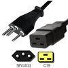 Swiss IEC 60320 C19 Power Cord 16 Amp 250 Volt SEV 10113 Male End Type